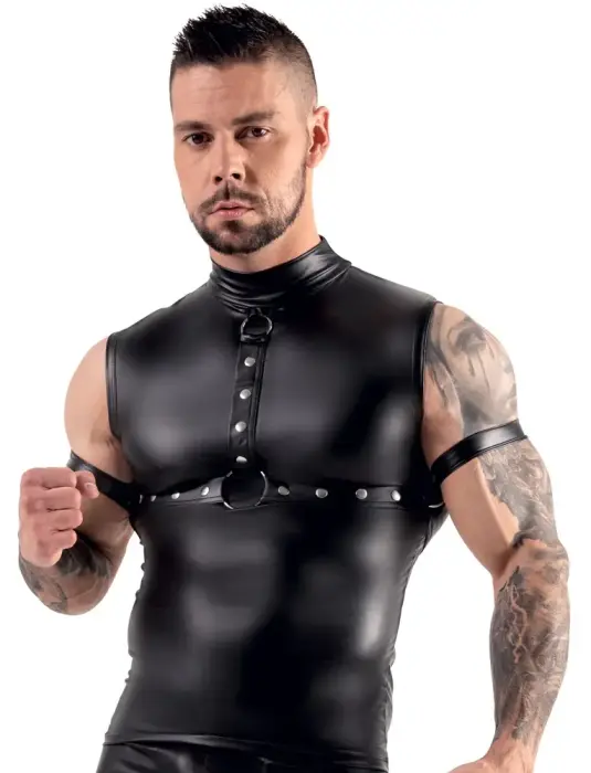 Svenjoyment Bondage vīriešu tops – melns – L Foto 2