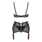 OBS komplekt – Punane kaelarihmadega rinnahoidja, sukahoidja ja stringid – Pesukomplekt – Must/Punane – XL/2XL Photo