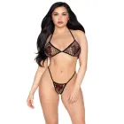 Tīkliņa krūštura tops un stringi – melns – One Size — Foto 1