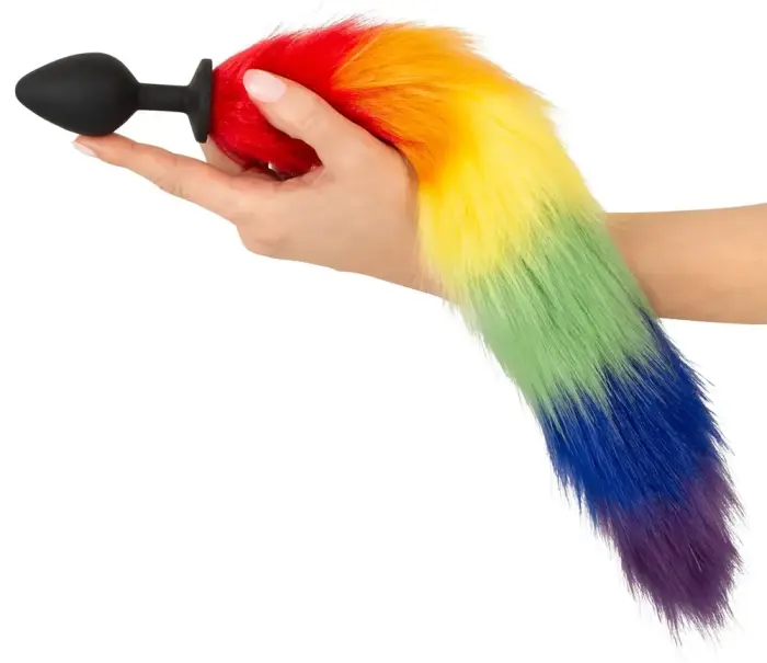 Fluffy Tail Rainbow dildo – 42 cm – Multicolored Photo