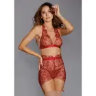Delicate Floral Embroidery Three Piece Set – S – Red — Photo 3