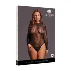 Roxy - Sexy Leopard Mesh Crotchless Bodysuit - Queen Size - Black — Photo 1