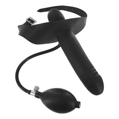 Incubus – inflatable gag with external dildo attachment – black