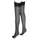 Zeķes līdz augšstilbam ar mežģīņu jostu – melnas Foto 4