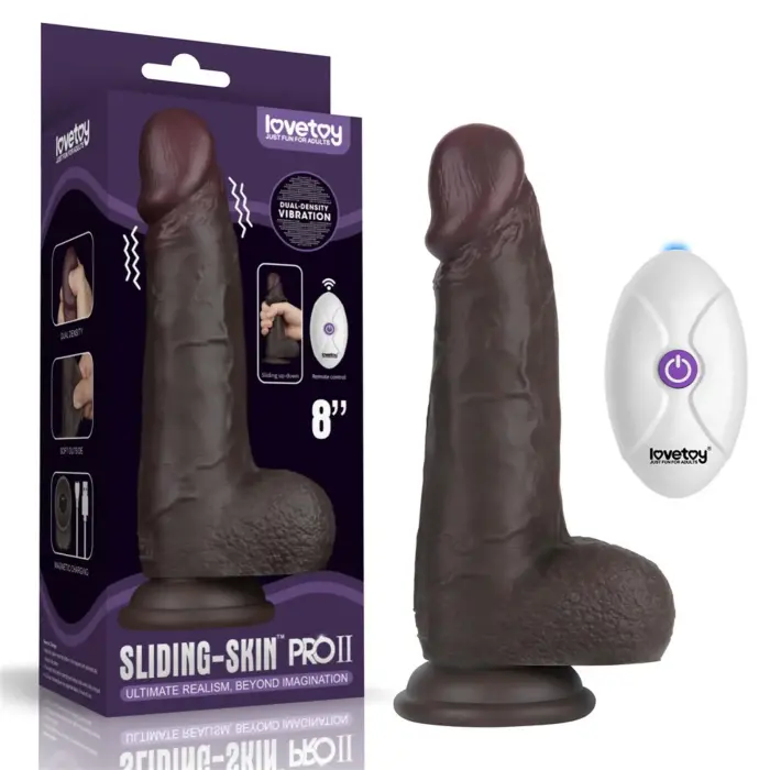 LoveToy Sliding Skin Pro II – вибрирующий силиконовый дилдо – 8" – 10 режимов