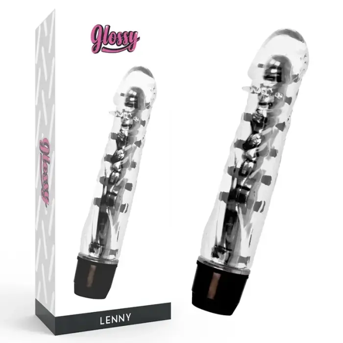 Вибратор Glossy Lenny Black – 14 см – черный