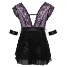 Cottelli Bondage Plus Babydoll Set – Lilac/Black – 2XL — Photo 7