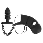 Black Velvets Cock cage with butt plug and ball ring – Black — Photo 7