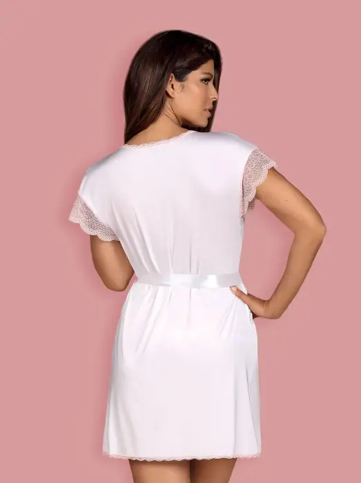 Girlly halāta un stringu komplekts – balts – S/M Foto 6