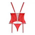 Obsessive Blossmina korsetes komplekts – sarkans – 4XL/5XL Foto 4