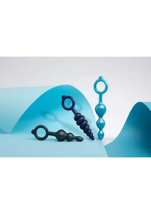 B-Vibe ar bumbiņām anālais spraudņu komplekts – Daudzkrāsains Foto 2