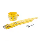 Red Leather Restraint Cuffs Yellow 6cm Adjustable — Photo 2
