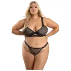 Fantasy Lingerie Barbed Wire – 3-piece fishnet bralette, long sleeve shrug and panty set with metallic barbed wire elastic – black – size QS — Photo 3