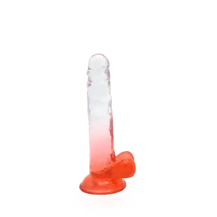 Kiotos Cox krāsains dildo – 20 cm (8″) – Caurspīdīgs/sarkans