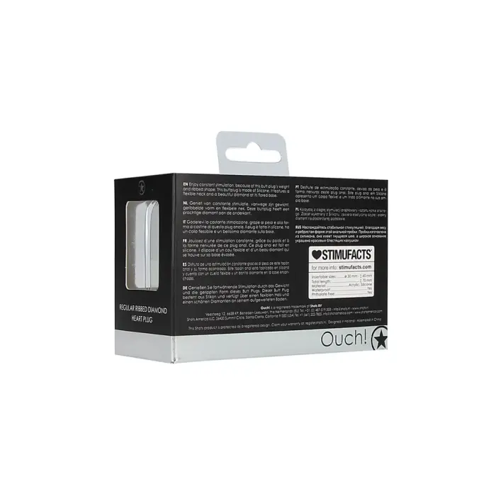 Rievots dimanta sirds anālais spraudnis – M – Melns Foto 2