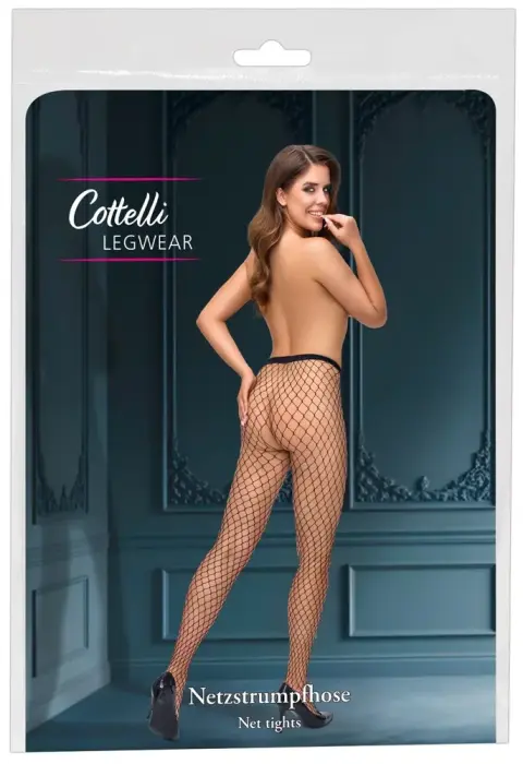 Cottelli LEGWARE tīkliņa zeķubikses ar atvērtu starpkāju – melnas – S-L