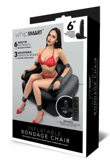 WHIPSMART Inflatable Bondage Chair – vibrating system – black – 66×85 cm