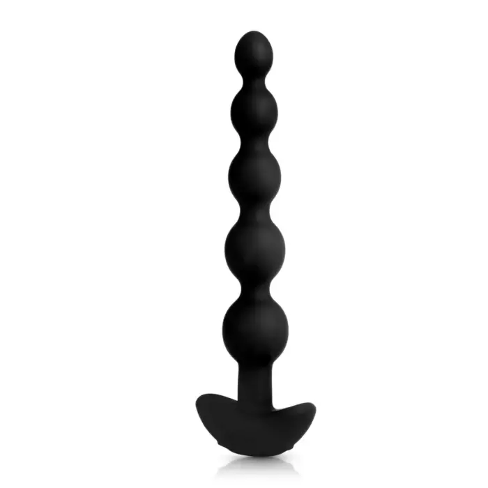 b-Vibe Cinco tālvadāma elastīga silikona anālo bumbiņu sistēma – 20.3 cm (8″) – Melns