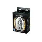 Silver Ribbed Butt Plug with Red Crystal – 12.5 cm (4.9″) – M — Photo 3
