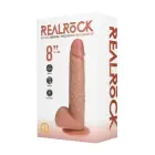 RealRock – прямой реалистичный фаллоимитатор с вибрацией, фрикциями и мошонкой – смуглый – 20,5 см (8 дюймов) — Фото 1