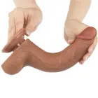 Sliding Skin dvigubo sluoksnių dildo – 21.5 cm (8.5″) – Ruda — Nuotrauka 5