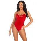 Sequin Boned Bodysuit – Red – S — Photo 1
