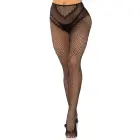 Leg Avenue Crotchless Fishnet Pantyhose with Backseam – Black – One Size — Photo 6