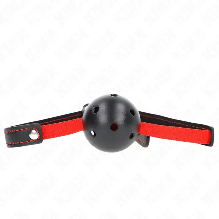 KINK Hollow Hard Mouth Gag 4.5 cm with Adjustable Elastic Strap – Black