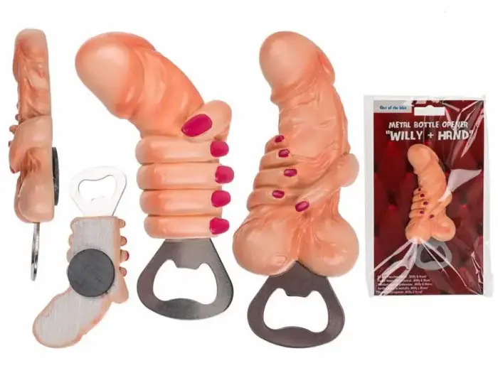 Metāla pudeļu attaisāmais ar magnētu – penis un roka – 2 dizaini, tiek sūtīts pēc nejaušības