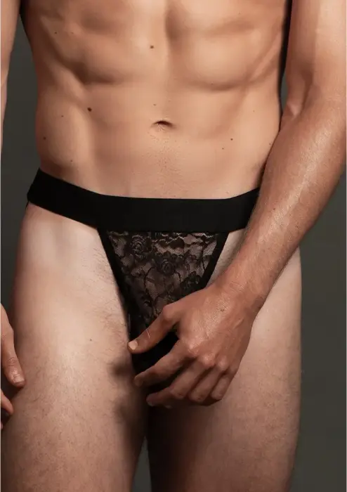 Male Power Lace Jock – L/XL – Black