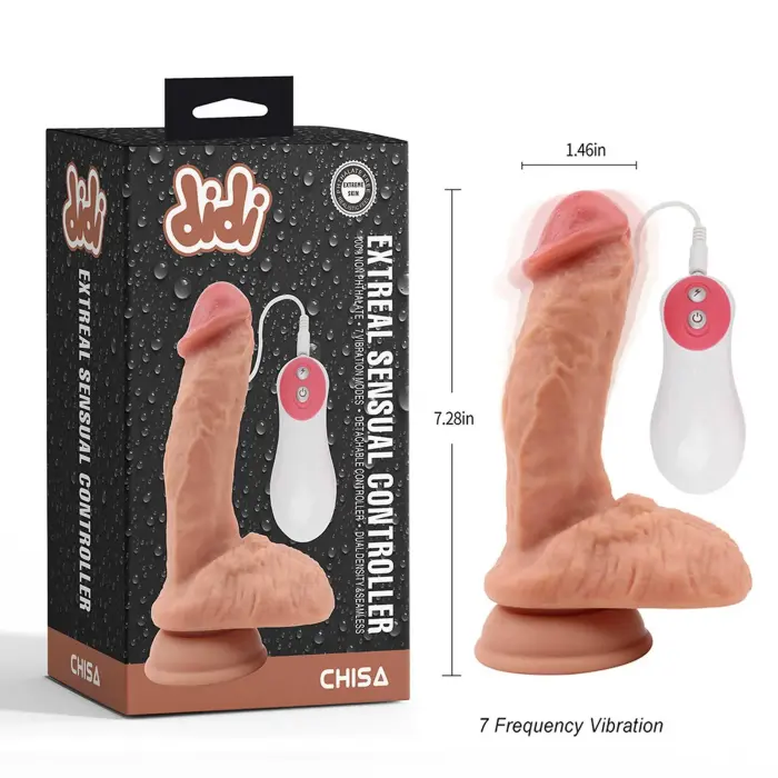 Extreal Sensual Controller vibrējošs dildo – 18.5 cm (7.3″) – miesas krāsa Foto 4