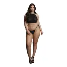 Festive Rhinestone Top and Thong Set – Plus Size – Black — Photo 7