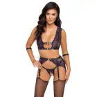 Cottelli Bondage Bra Set M – Purple Lace Lingerie with Adjustable Suspenders – M — Photo 3