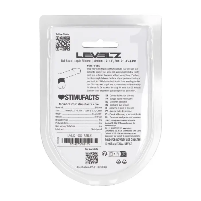 Šķidrā silikona sēklinieku siksna – M – 34 mm – melna Foto 2