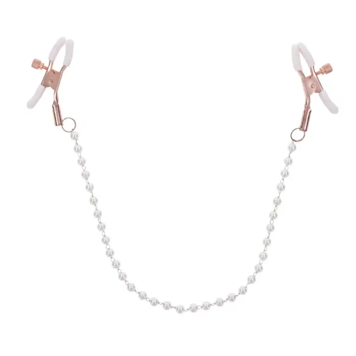 Sportsheets S&M Peaches n' CreaMe Adjustable Pearl Nipple Clamps – Rose Gold