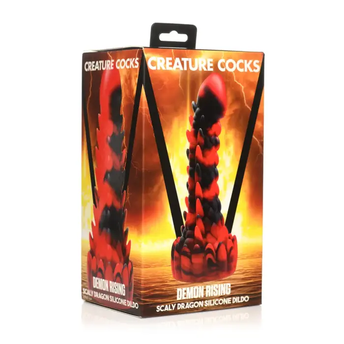 Demon Rising zvīņains pūķa dildo – 20 cm (8″) – sarkans/melns