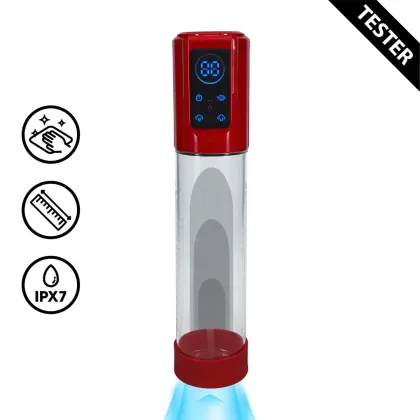 MegaLift - Automatic Waterproof Penis Pump - Metallic Red - Tester