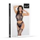 Сетчатое боди с кружевом и эффектом чулок – чёрное – One Size — Фото 4