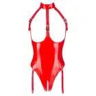 Black Level Vinyl Open Cup Bodysuit with Suspenders – Red – M — Photo 10