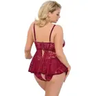 Cottelli Curves Babydoll 3XL Red Lace Velvet Set Adjustable Straps — Photo 4