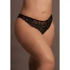 Zoé Elastic Lace Brief with Back Lacing and Golden Details – Plus size – Black — Photo 11