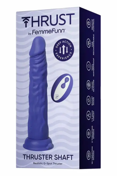FemmeFunn Thruster Shaft – интим-машина с толчками и вибрацией – тёмно-фиолетовый – LIQUISILK™ – 22,3 см