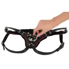 Leder Adjustable Leather Strap-On Harness – Black/Pink — Photo 4