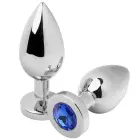 Стальная анальная пробка Metal Hard Blue Gem S – 5.7 см – серебряная — Фото 1
