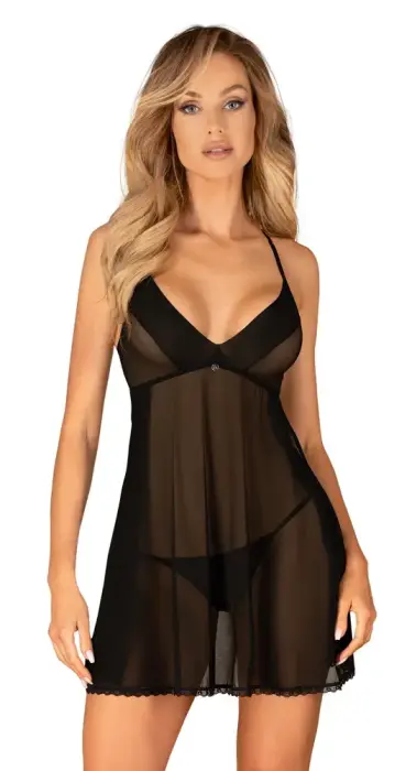 Obsessive Latinesa Babydoll with Jewellery and Embroidery – Black – XS/S