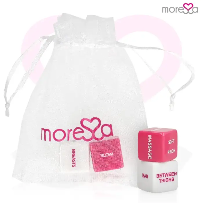 Moressa Dice Game Set English - Resin, 2 Dice & Satin Bag, 2cm
