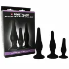 Pretty Love silicone initiation kit – 3 anal plugs with suction cup – black — Photo 4