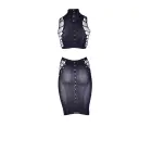 Kala XXXVII Two Piece Set with Turtleneck Crop Top and Skirt – Black – One Size — Photo 11