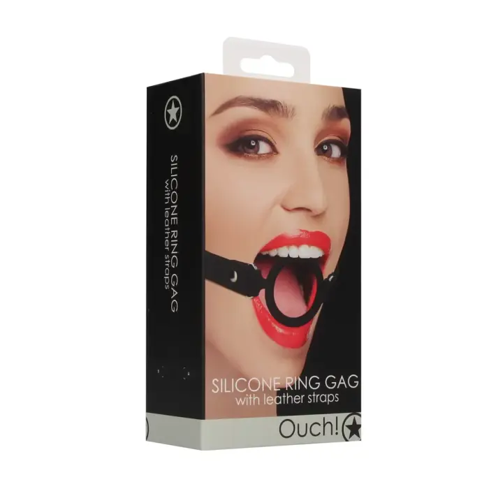 Silicone O-Ring Gag with Adjustable Leather Straps – Black