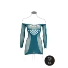 Tīkliņa minikleita ar garām piedurknēm – zila – One Size Foto 8